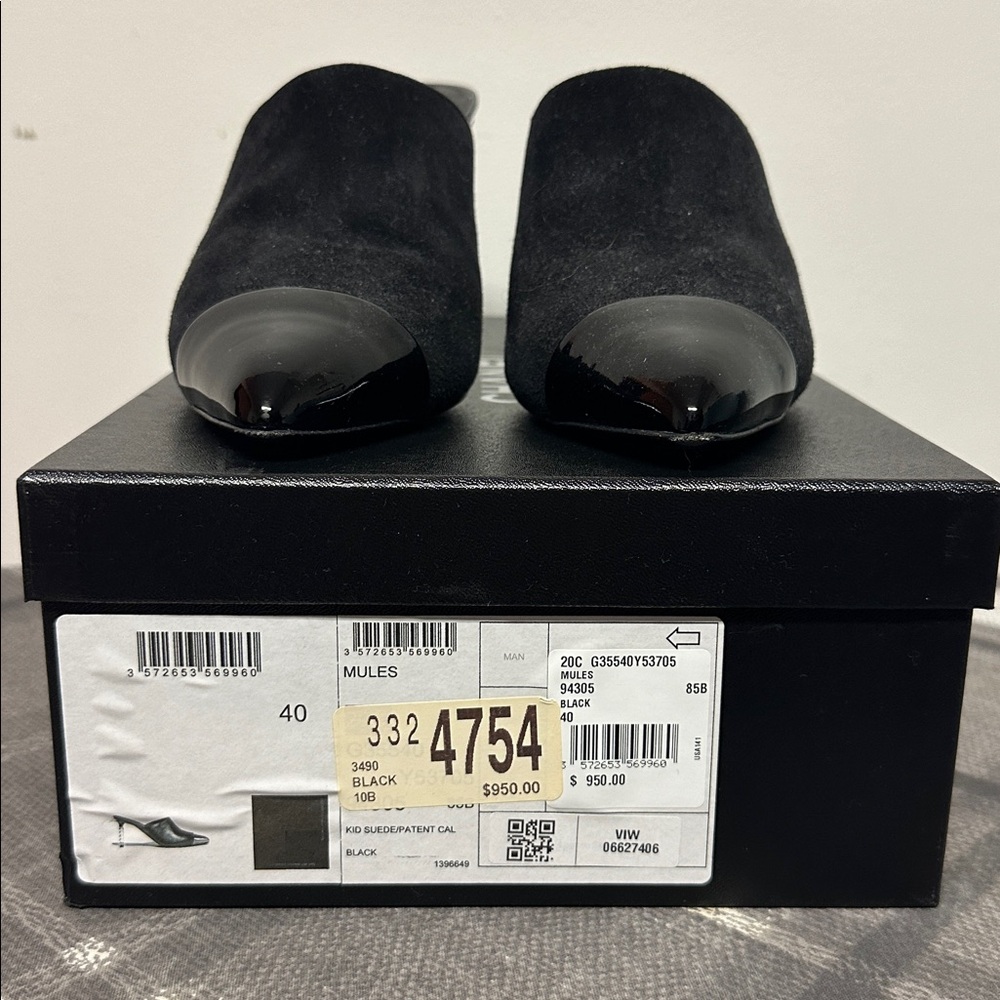Chanel Black Suede & Patent Leather Mules – Size 40 (With Box) - Picture 2 of 8